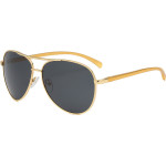 Techsuit - Sunglasses Polarized (2150) - for Men, with UV Protection, Metal Frame - Gold / Black Gray
