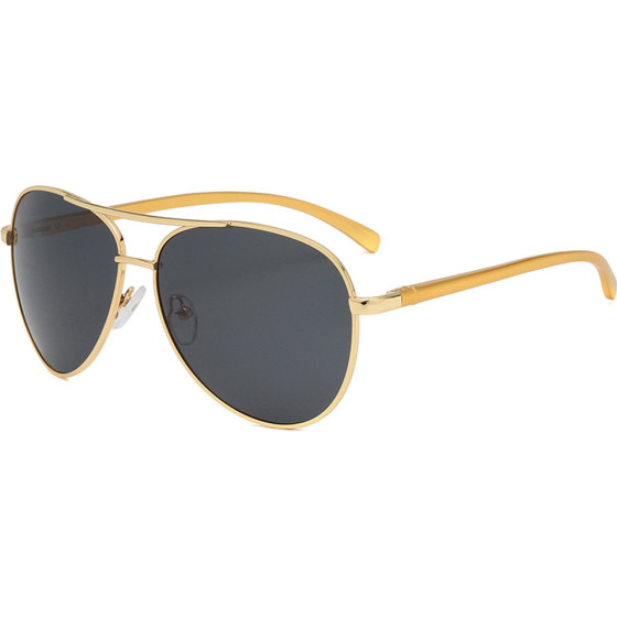 Techsuit - Sunglasses Polarized (2150) - for Men, with UV Protection, Metal Frame - Gold / Black Gray