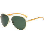 Techsuit - Sunglasses Polarized (2150) - for Men, with UV Protection, Metal Frame - Gold / Blackish Green