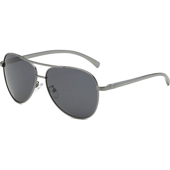 Techsuit - Sunglasses Polarized (2150) - for Men, with UV Protection, Metal Frame - Gun Color / Black Gray