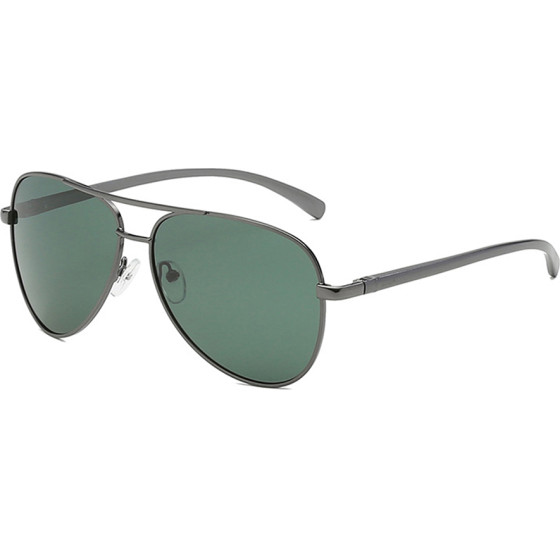Techsuit - Sunglasses Polarized (2150) - for Men, with UV Protection, Metal Frame - Gun Color / Blackish Green