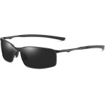 Techsuit - Sunglasses Polarized (559) - for Men, with UV Protection and Metal Frame, Rectangular - Black