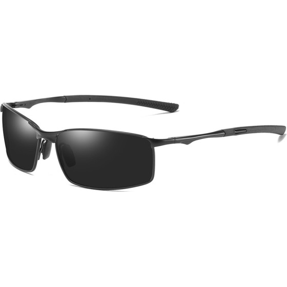 Techsuit - Sunglasses Polarized (559) - for Men, with UV Protection and Metal Frame, Rectangular - Black
