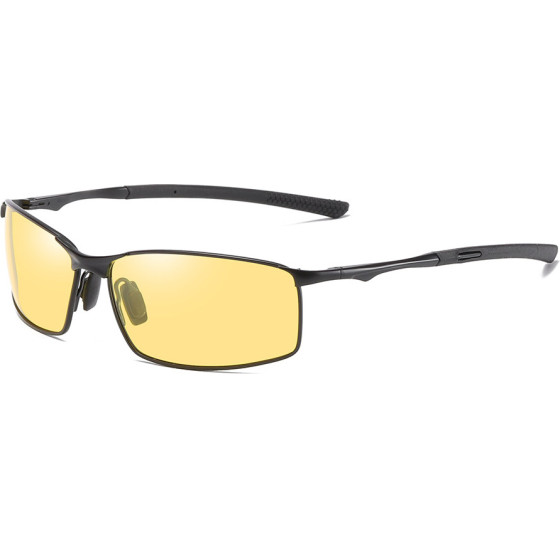 Techsuit - Sunglasses Polarized (559) - for Men, with UV Protection and Metal Frame, Rectangular - Black / Yellow