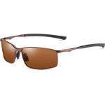 Techsuit - Sunglasses Polarized (559) - for Men, with UV Protection and Metal Frame, Rectangular - Brown