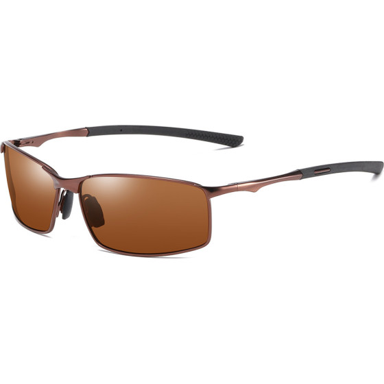 Techsuit - Sunglasses Polarized (559) - for Men, with UV Protection and Metal Frame, Rectangular - Brown