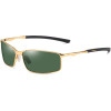Techsuit - Sunglasses Polarized (559) - for Men, with UV Protection and Metal Frame, Rectangular - Gold / Green