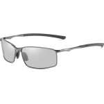 Techsuit - Sunglasses Polarized (559) - for Men, with UV Protection and Metal Frame, Rectangular - Gun Color / Photochromic