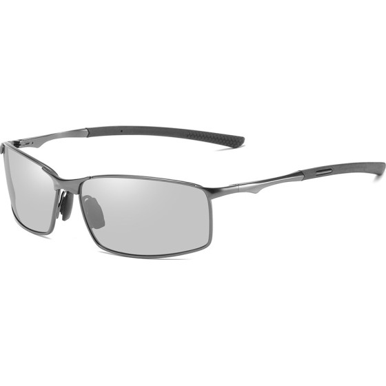 Techsuit - Sunglasses Polarized (559) - for Men, with UV Protection and Metal Frame, Rectangular - Gun Color / Photochromic