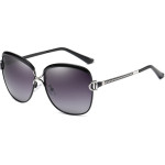 Techsuit - Sunglasses Polarized (8702) - for Women with UV Protection, Metal Frame - Black