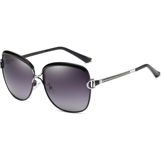 Techsuit - Sunglasses Polarized (8702) - for Women with UV Protection, Metal Frame - Black