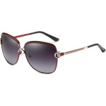 Techsuit - Sunglasses Polarized (8702) - for Women with UV Protection, Metal Frame - Tea