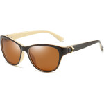 Techsuit - Sunglasses Polarized (A572) - for Women with UV Protection, PC - Brown / White