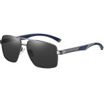 Techsuit - Sunglasses Polarized (LM001) - for Men, with UV Protection, Aluminum Alloy Frame - Gun Color / Black Gray - (LM001;BLACK)