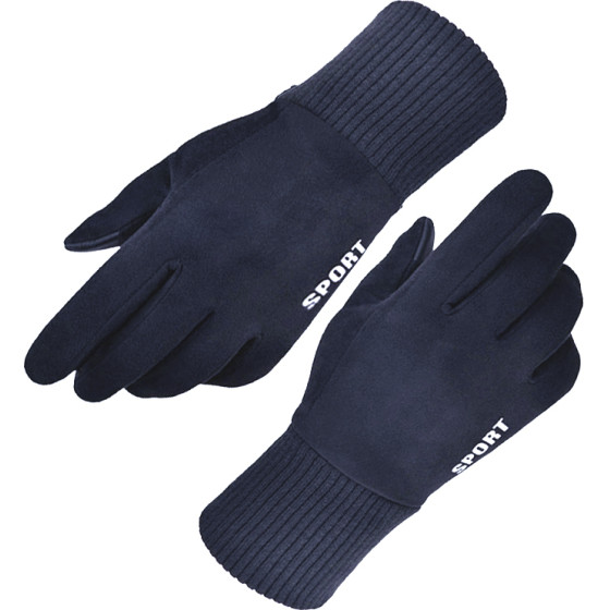 Techsuit - Touchscreen Gloves Suede (ST0009) - PU Leather, Plush Interior - Blue