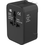 Techsuit - Travel Adapter (HHT202-2C) - 2 x USB-C, EU, UK, AUS, US - Black
