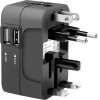 Techsuit - Travel Adapter (HHT202) - 2 x USB, EU, UK, AUS, US - Black - (HHT202;BLACK)