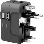 Techsuit - Travel Adapter (HHT202) - 2 x USB, EU, UK, AUS, US - Black - (HHT202;BLACK)