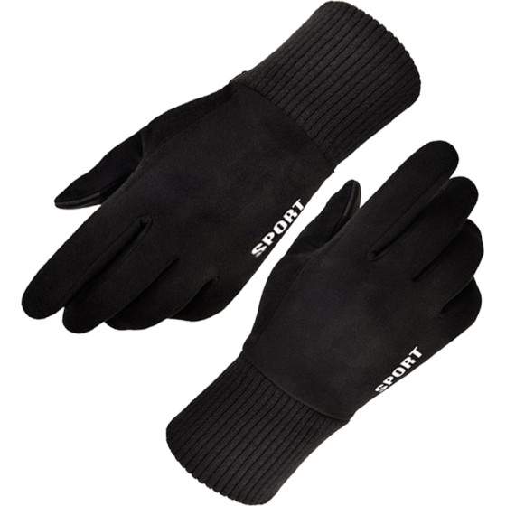 Techsuit - Touchscreen Gloves Suede - PU Leather, Plush Interior - Black - (ST0009)