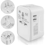Techsuit - Travel Adapter (HHT202-2C) - 2 x USB-C, EU, UK, AUS, US - White