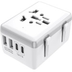 Techsuit - Travel Adapter (HHt204A) - 15W, 2xUSB-C, 2xUSB, EU to UK, AUS, US - White