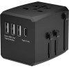 Techsuit - Travel Adapter (HHT904) - PD15W, 3 x USB, Type-C, EU, UK, AUS, US - Black
