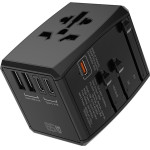 Techsuit - Travel Adapter (HHT906) - PD65W, 2 x USB, 3 x Type-C, EU, UK, AUS, US - Black