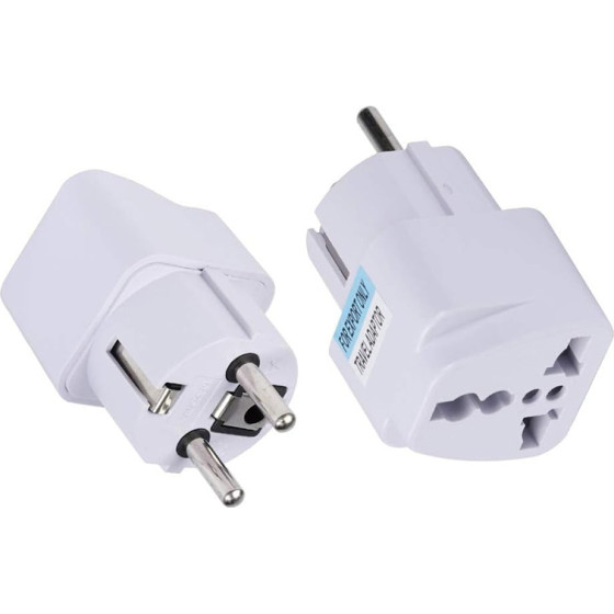Techsuit - Travel Adapter - for UK / US / AU to EU, 10A, 250V - White - (C524)