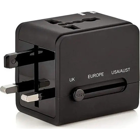 Techsuit - Travel Adapter - PD20W, QC, USB, Type-C, EU, UK, AUS, US - Black - (HHT148)