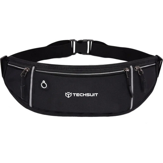 Techsuit - Waist Bag (CWB3) - with Belt for Recreational Activity, Fitness - Black - (CWB3/BLACK)