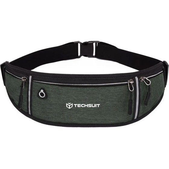 Techsuit - Waist Bag (CWB3) - with Belt for Recreational Activity, Fitness - Green - (CWB3/GREEN)