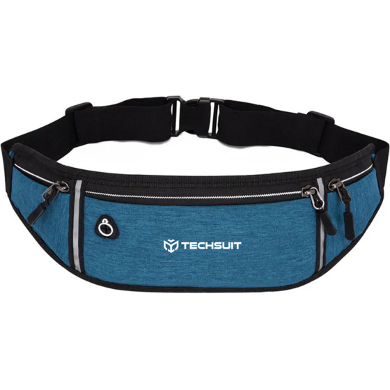 Techsuit - Waist Bag (CWB3) - with Belt for Recreational Activity, Fitness - Blue - (CWB3/BLUE)