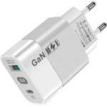 Techsuit - Wall Charger (CHPD131) - GaN, USB, Type-C, Fast Charge, 65W - White