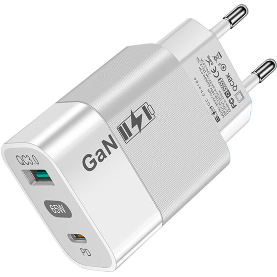 Techsuit - Wall Charger (CHPD131) - GaN, USB, Type-C, Fast Charge, 65W - White