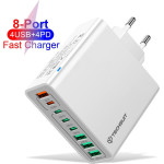 Techsuit - Wall Charger (CHPD224) - 4 x USB, 4 X Type-C, Fast Charging, 65W - White - (CTH1A)