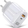 Techsuit - Wall Charger Premium (CHPD038) - USB-A, QC 3.0, USB-C, 20W - White - (CHPD038;WHITE)