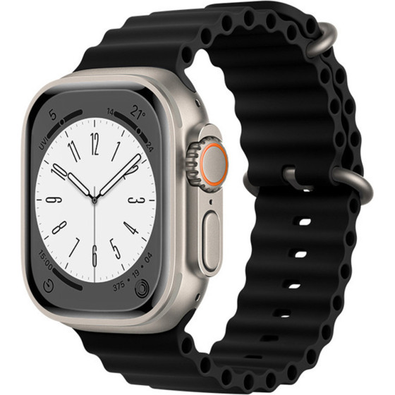 Techsuit - Watchband (W038) - Apple Watch 1/2/3/4/5/6/7/8/9/10/SE/SE 2/Ultra/Ultra 2 (42/44/45/46/49mm) - Black