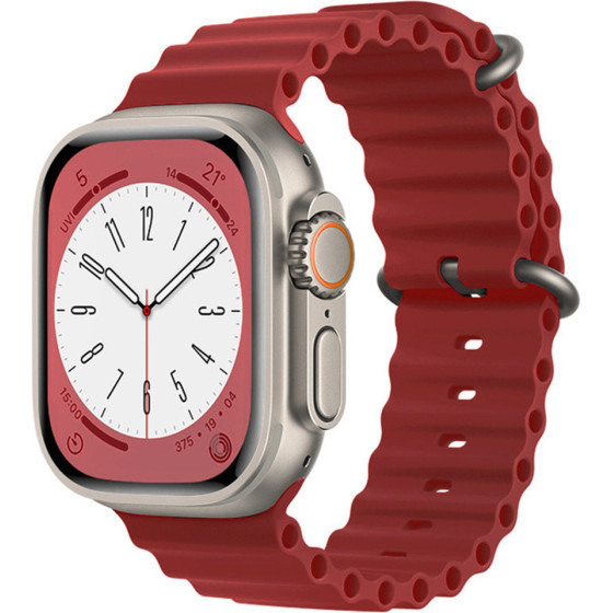 Techsuit - Watchband (W038) - Apple Watch 1/2/3/4/5/6/7/8/9/10/SE/SE 2/Ultra/Ultra 2 (42/44/45/46/49mm) - Wine Red