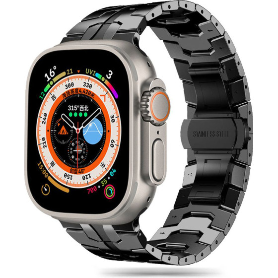 Techsuit - Watchband (W063) - Apple Watch 1/2/3/4/5/6/7/8/9/10/SE/SE 2/Ultra/Ultra 2 (42/44/45/46/49mm) - Black