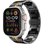 Techsuit - Watchband (W063) - Apple Watch 1/2/3/4/5/6/7/8/9/10/SE/SE 2/Ultra/Ultra 2 (42/44/45/46/49mm) - Black Orange