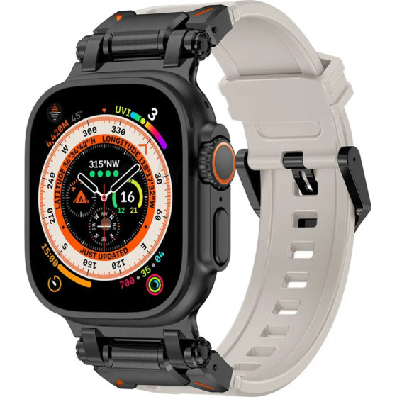 Techsuit - Watchband (W064) - Apple Watch 1/2/3/4/5/6/7/8/9/10/SE/SE 2/Ultra/Ultra 2 (42/44/45/46/49mm) - Titanium Black Gray