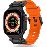 Techsuit - Watchband (W064) - Apple Watch 1/2/3/4/5/6/7/8/9/10/SE/SE 2/Ultra/Ultra 2 (42/44/45/46/49mm) - Titanium Black Orange