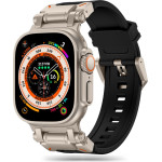 Techsuit - Watchband (W064) - Apple Watch 1/2/3/4/5/6/7/8/9/10/SE/SE 2/Ultra/Ultra 2 (42/44/45/46/49mm) - Titanium Silver Black