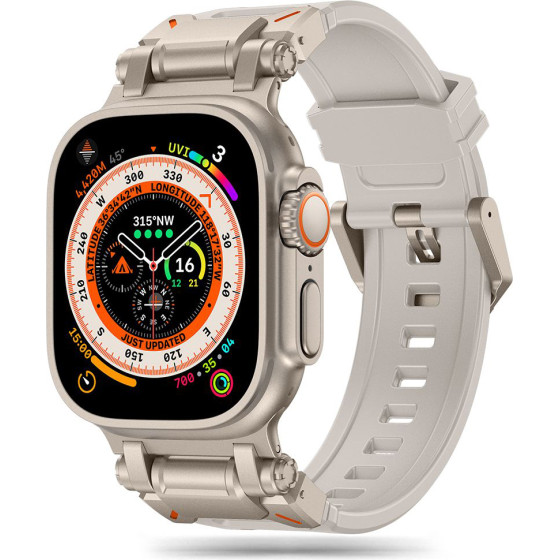 Techsuit - Watchband (W064) - Apple Watch 1/2/3/4/5/6/7/8/9/10/SE/SE 2/Ultra/Ultra 2 (42/44/45/46/49mm) - Titanium Silver Starlight