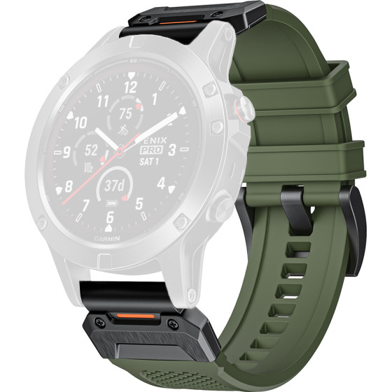Techsuit - Watchband QuickFit 22mm (W068) - Garmin Fenix 5/5 Plus 6/6 Pro/7/Forerunner 935/945/Approach S60 - Green / Black