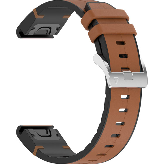 Techsuit - Watchband QuickFit 22mm (W071) - Garmin Fenix 5/5 Plus 6/6 Pro/7/Forerunner 935/945/Approach S60 - Brown