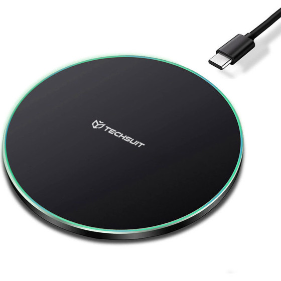 Techsuit - Wireless Charger Premium (CHWR031) - RGB Colors, 15W, 3A - Black
