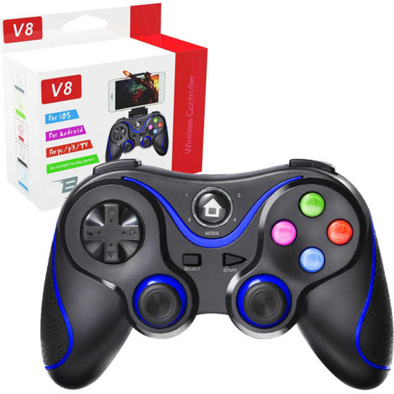 Techsuit - Wireless Controller (V8) - Bluetooth V4.0, 2.4G, 400mAh - Blue