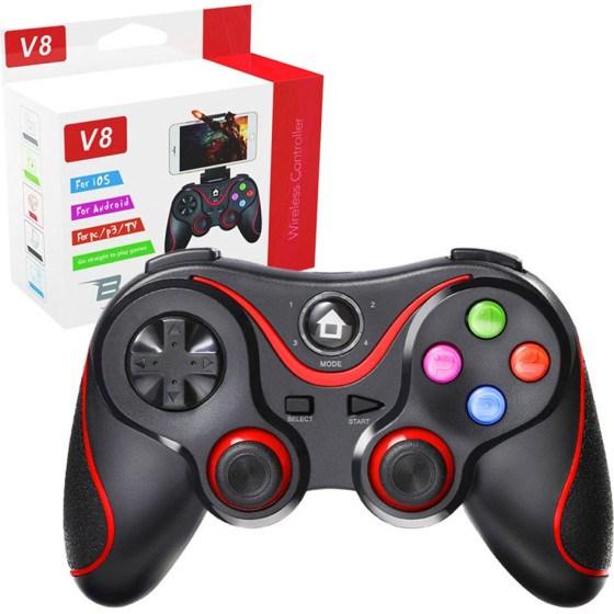 Techsuit - Wireless Controller (V8) - Bluetooth V4.0, 2.4G, 400mAh - Red