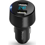 Yesido - Car Charger - 2x USB, LED Display, QC 3.0, 18W, 3A - Black - (Y31)